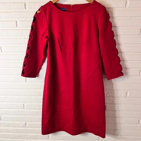 RSVP by Talbots Red Above The Knee Scalloped Sleeve Dress, Women’s Size 2 Petite - Picture 1 of 9